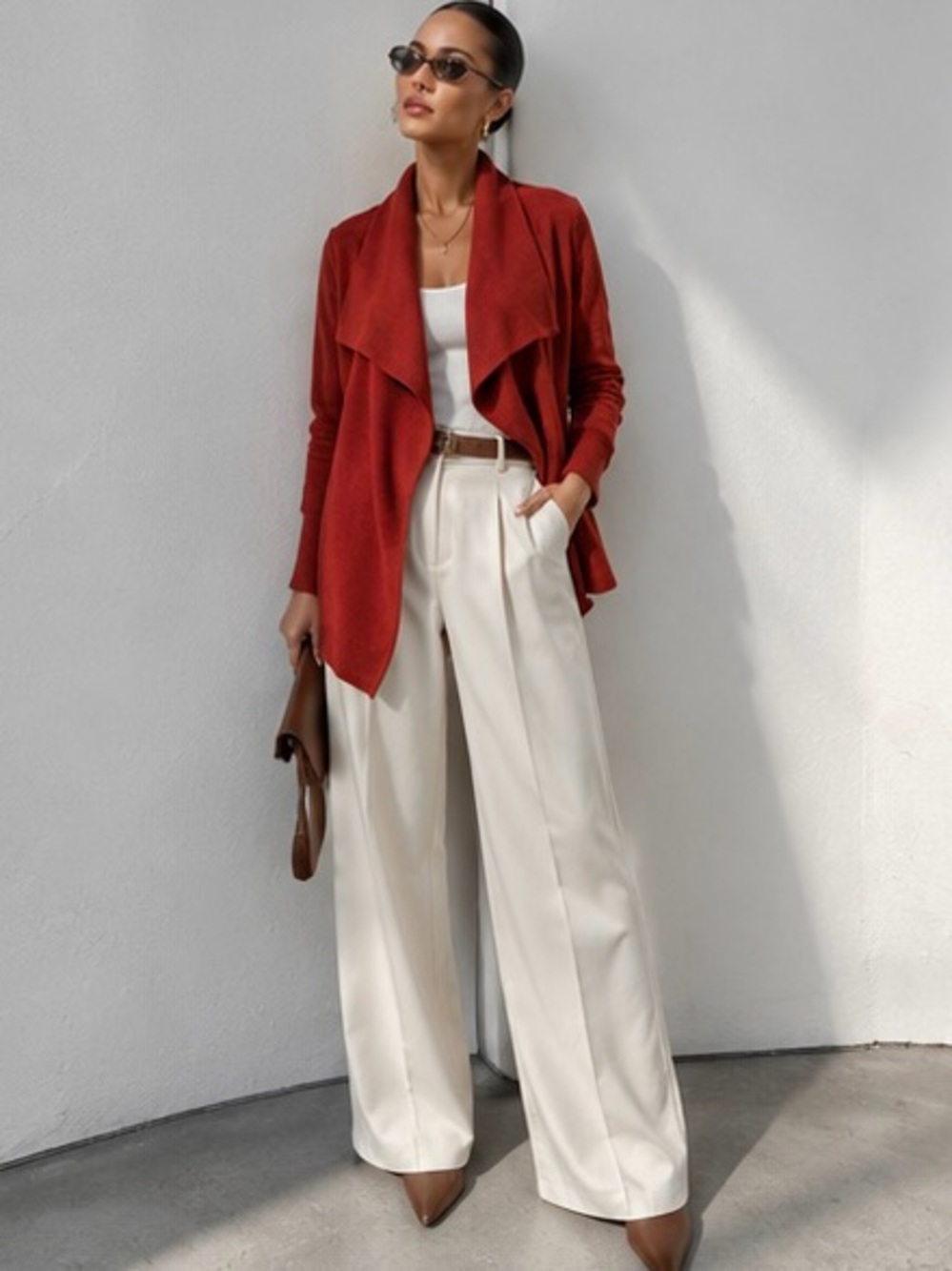 Piko 1988 Red Draped Wool-Blend Coat sweater